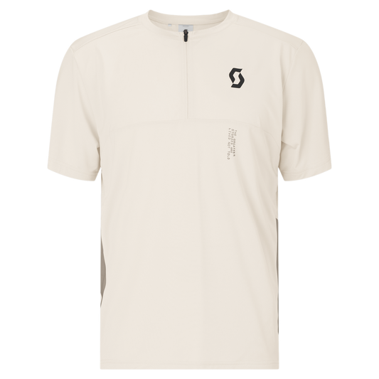 SCOTT Tee Vertic Zip Short Sleeve Herren – Cotton White - Toast Beige – Vorderansicht