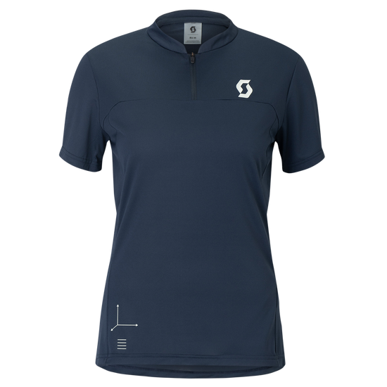 SCOTT Tee Vertic Zip Short Sleeve Damen – Dark Blue – Vorderansicht