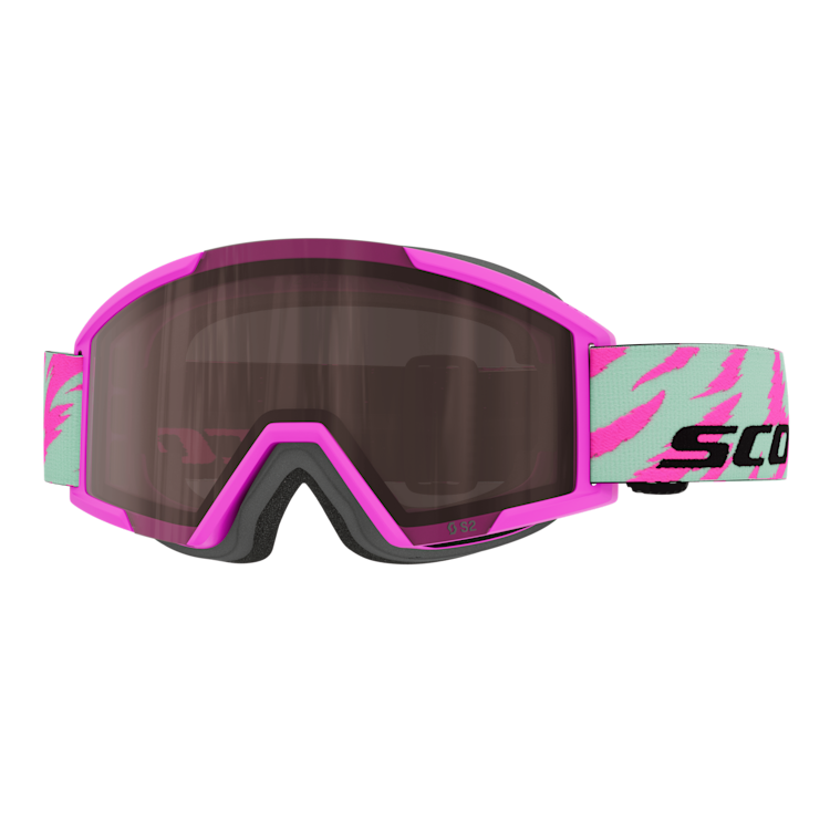 SCOTT Shield Pro Junior Skibrille - Neon Pink - Mint Green - Silver Chrome S2