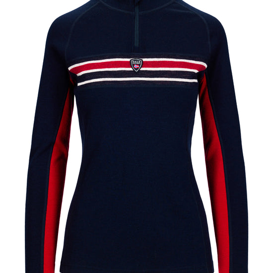 Dale Of Norway W AKSLA FEM BASELAYER HALF ZIP Navy Red OffWhite XL - PeakStyle