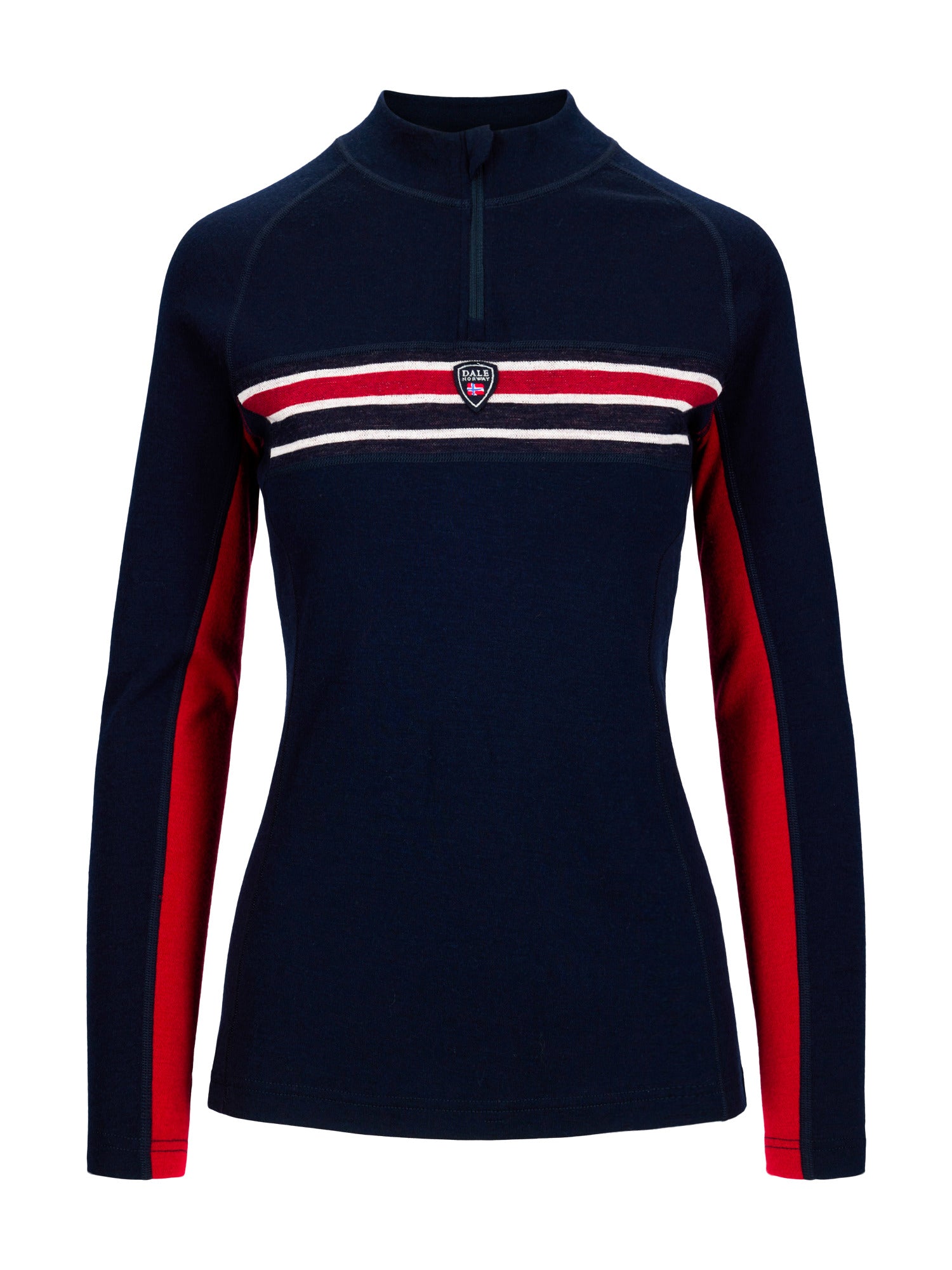 Dale Of Norway W AKSLA FEM BASELAYER HALF ZIP Navy Red OffWhite XL - PeakStyle