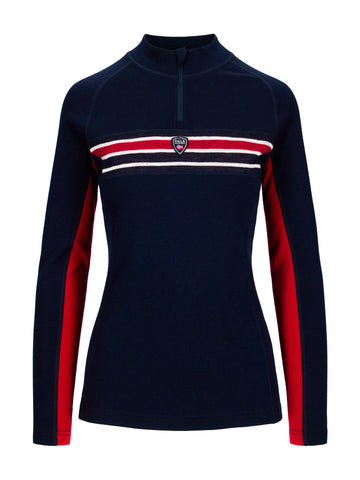 Dale Of Norway W AKSLA FEM BASELAYER HALF ZIP Navy Red OffWhite XL - PeakStyle