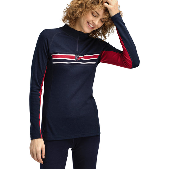 Dale Of Norway W AKSLA FEM BASELAYER HALF ZIP Navy Red OffWhite XL - PeakStyle
