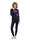 Dale Of Norway W AKSLA FEM BASELAYER HALF ZIP Navy Red OffWhite XL - PeakStyle