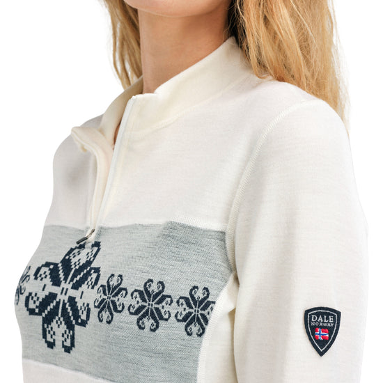 Dale Of Norway W FALKEBERG FEMININE BASELAYER HALF ZIP Offwhite Navy XL - PeakStyle