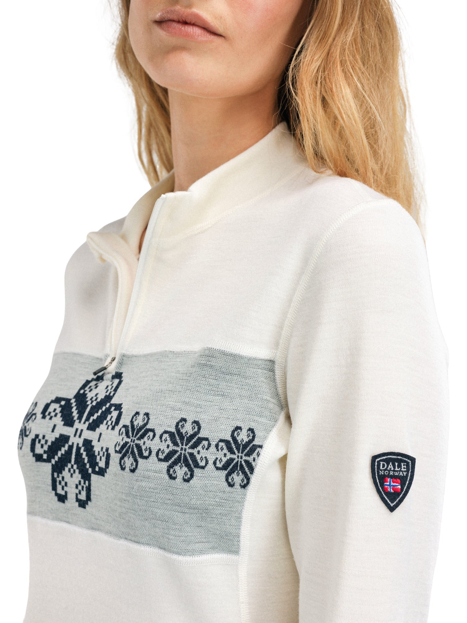 Dale Of Norway W FALKEBERG FEMININE BASELAYER HALF ZIP Offwhite Navy XL - PeakStyle