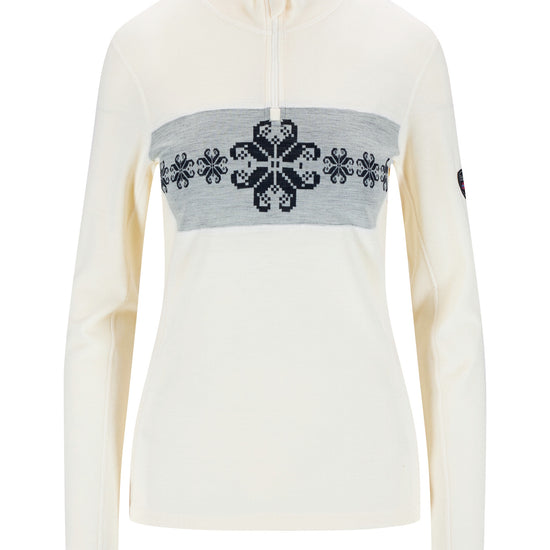 Dale Of Norway W FALKEBERG FEMININE BASELAYER HALF ZIP Offwhite Navy XL - PeakStyle