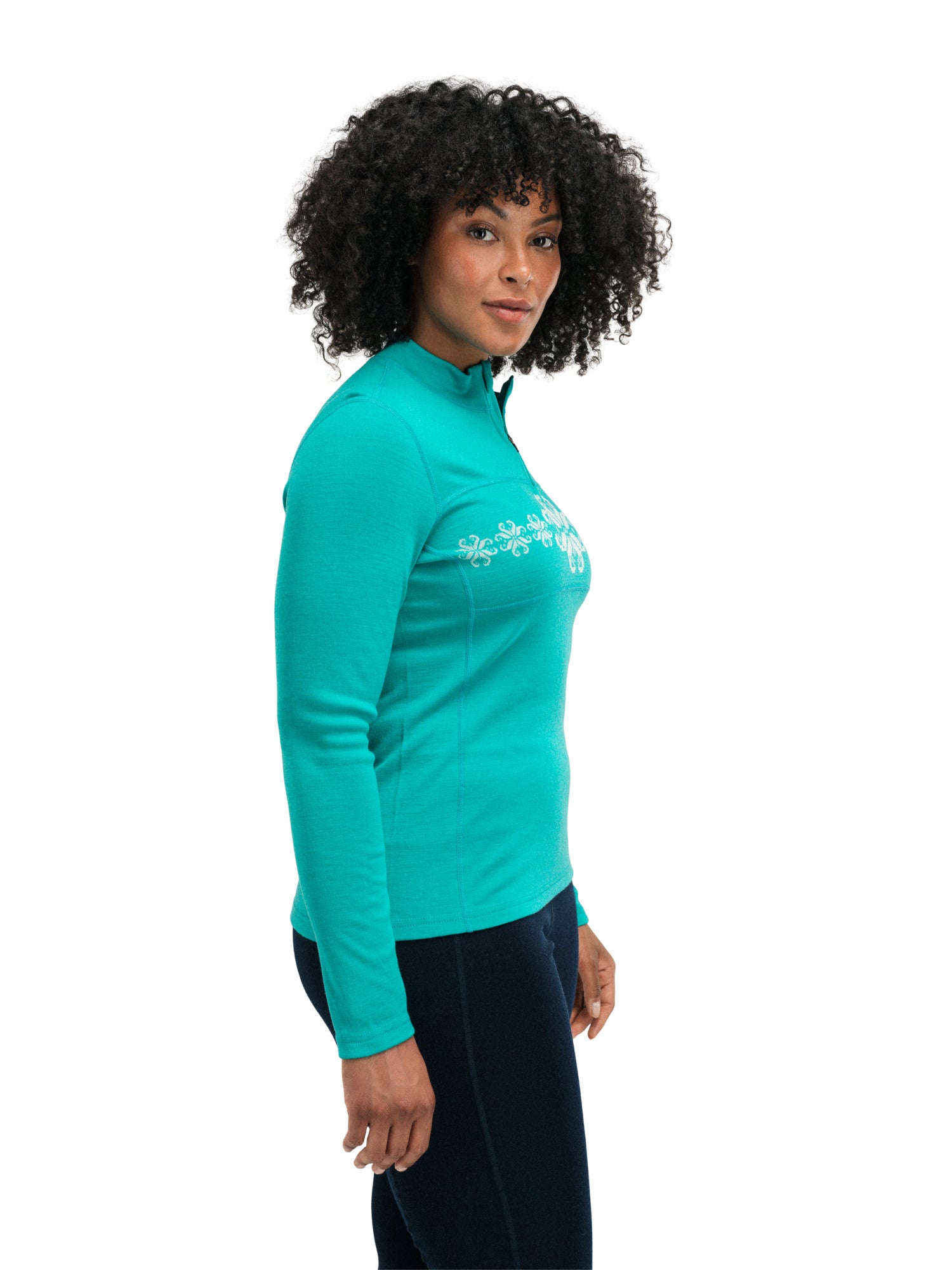 Dale Of Norway W FALKEBERG FEMININE BASELAYER HALF ZIP Peacock Offwhite XL - PeakStyle