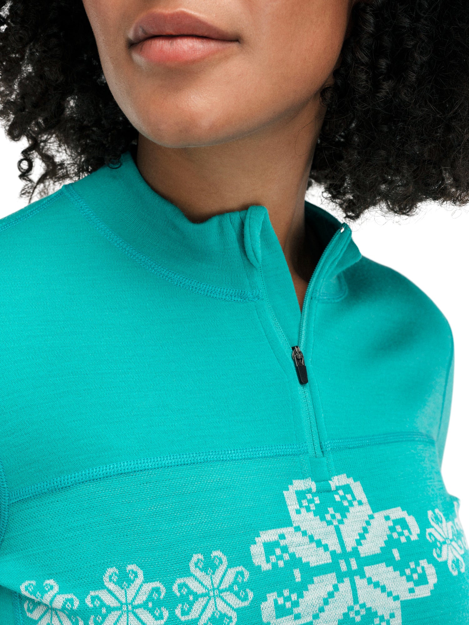 Dale Of Norway W FALKEBERG FEMININE BASELAYER HALF ZIP Peacock Offwhite XL - PeakStyle