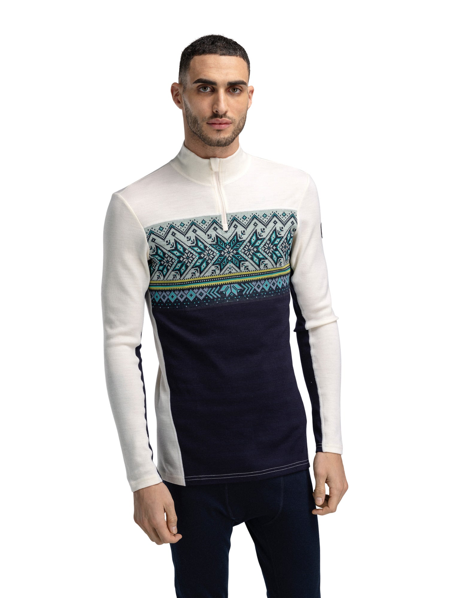 Dale Of Norway M VAIL MASCULINE BASELAYER HALF ZIP Navy Offwhite XXL - PeakStyle