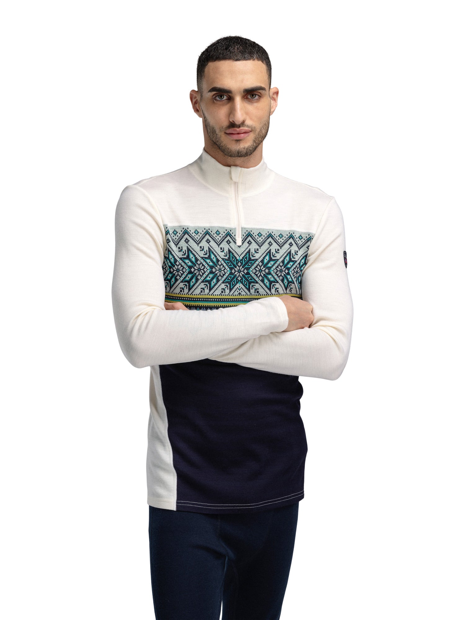 Dale Of Norway M VAIL MASCULINE BASELAYER HALF ZIP Navy Offwhite XXL - PeakStyle