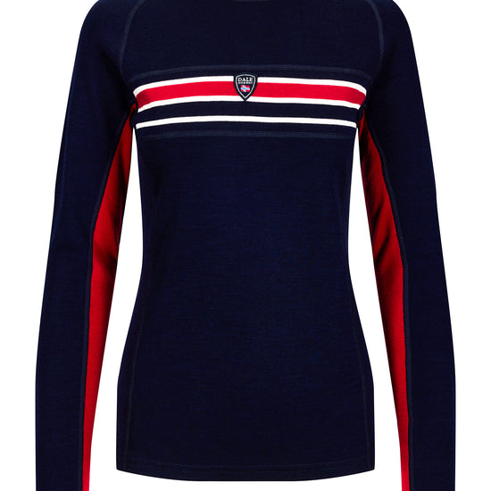 Dale Of Norway W AKSLA FEMININE BASELAYER CREW NECK Navy Red OffWhite XL - PeakStyle