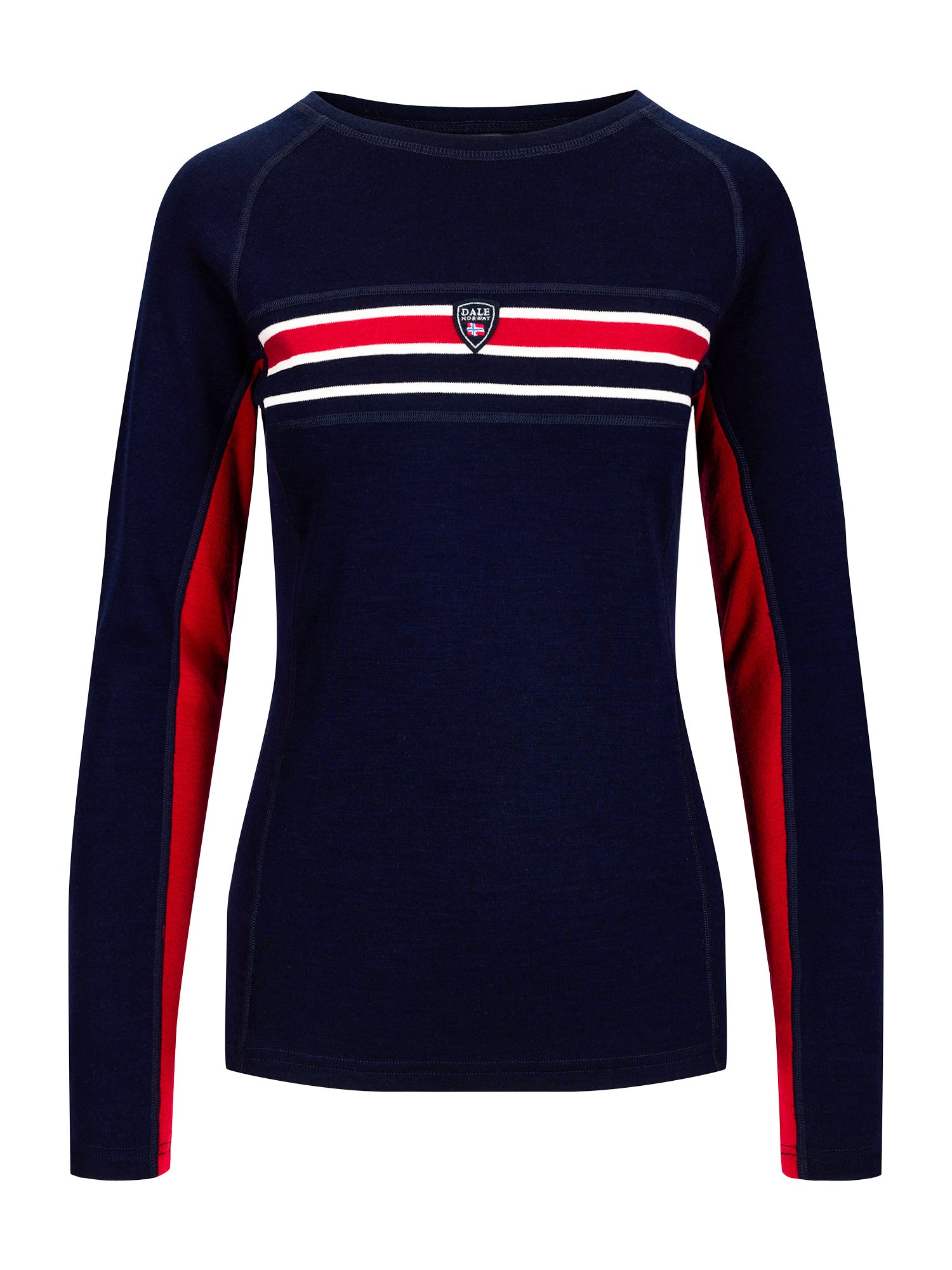 Dale Of Norway W AKSLA FEMININE BASELAYER CREW NECK Navy Red OffWhite XL - PeakStyle