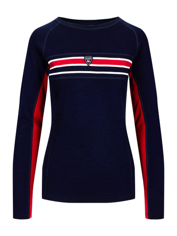 Dale Of Norway W AKSLA FEMININE BASELAYER CREW NECK Navy Red OffWhite XL - PeakStyle