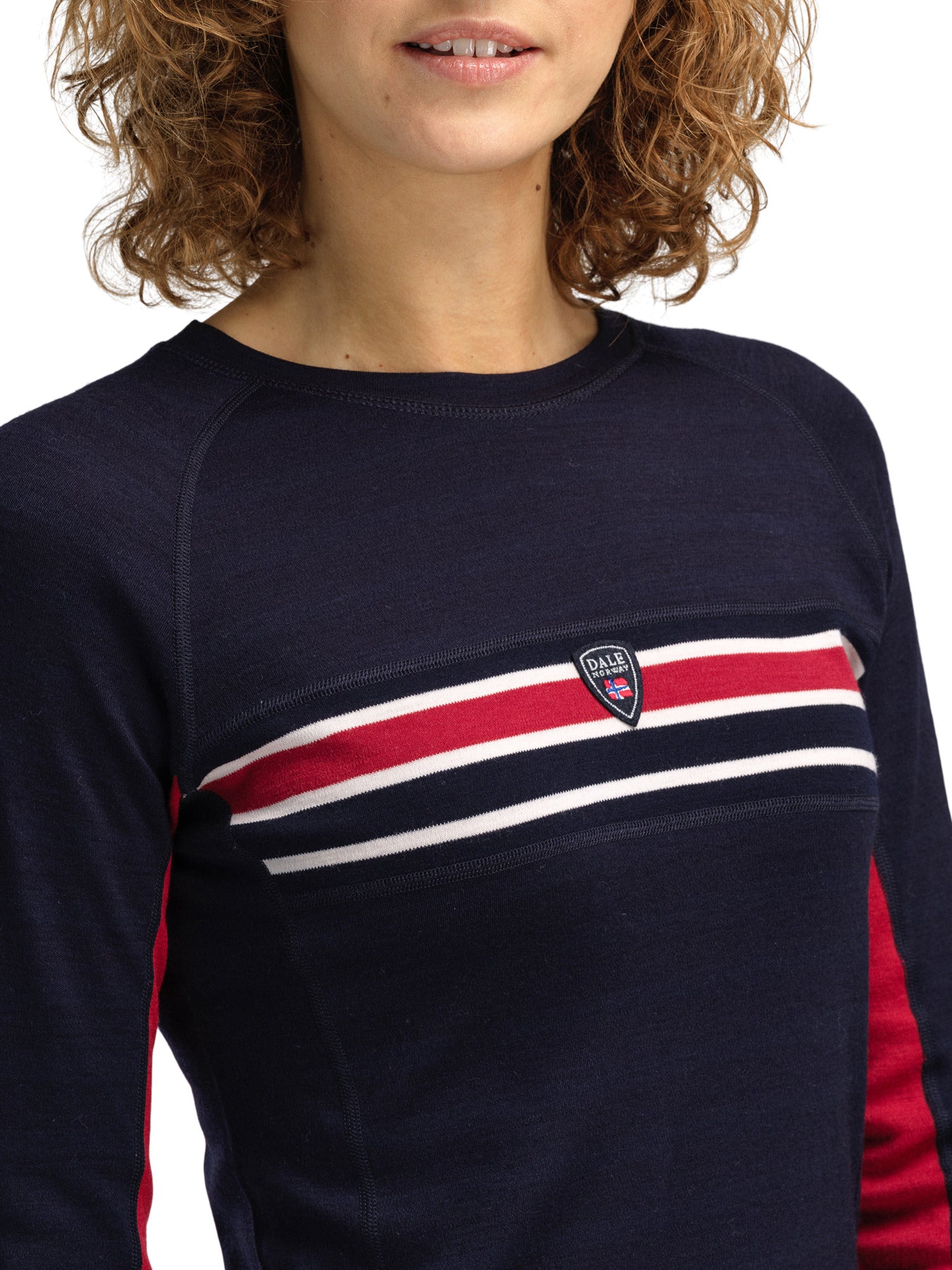 Dale Of Norway W AKSLA FEMININE BASELAYER CREW NECK Navy Red OffWhite XL - PeakStyle