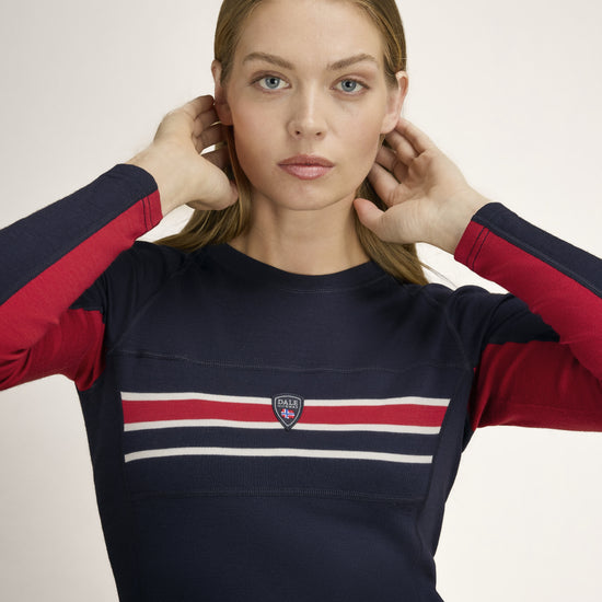 Dale of Norway Aksla Damen Crew Neck Navy - Red - Offwhite – Studio 1