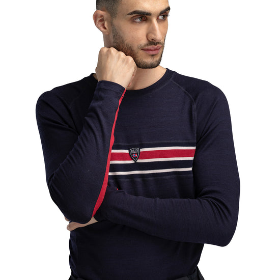 Dale Of Norway M AKSLA MASCULINE BASELAYER CREW NECK Navy Red OffWhite XXL - PeakStyle