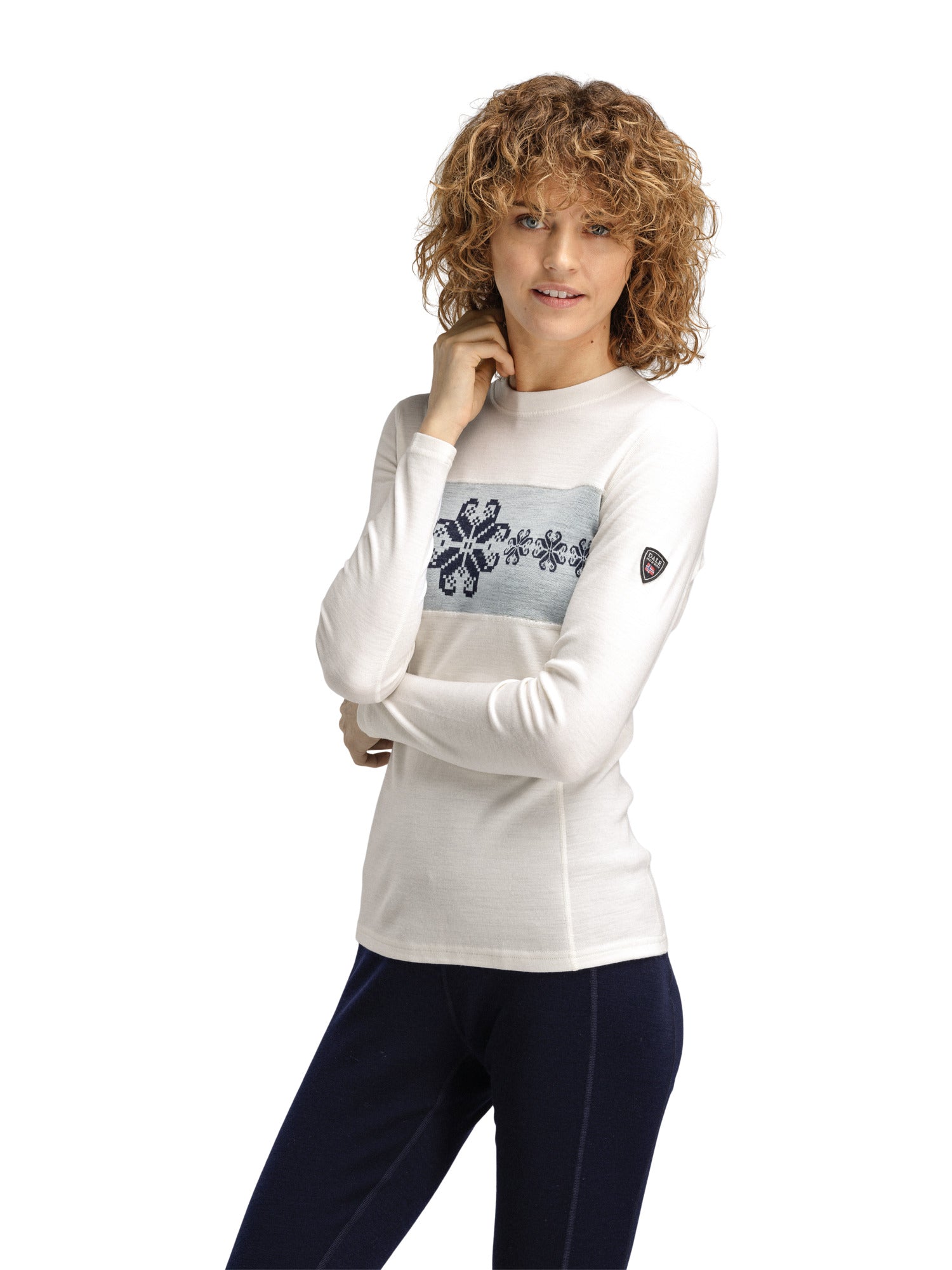 Dale Of Norway W FALKEBERG FEMININE BASELAYER CREW NECK Offwhite Navy XL - PeakStyle