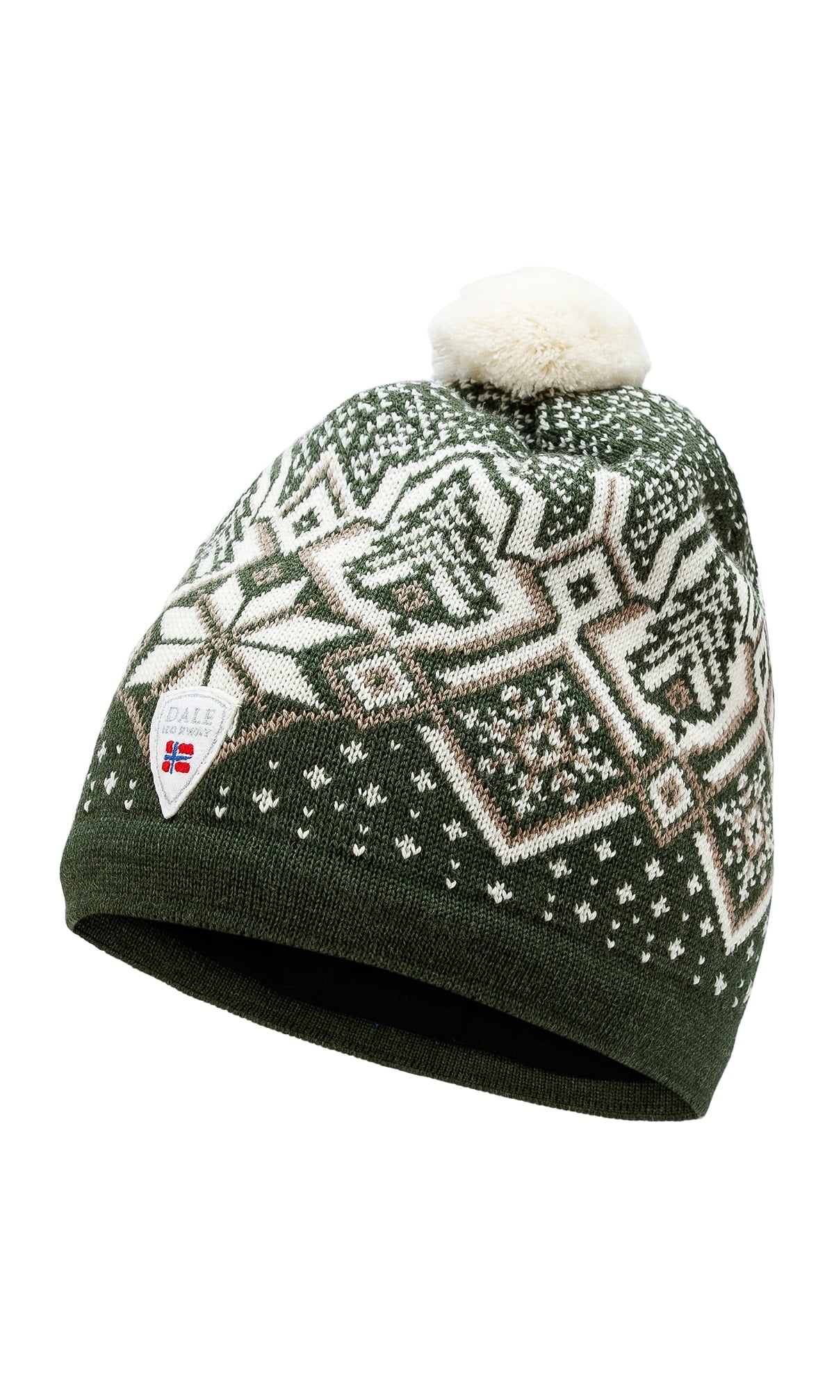 Dale Of Norway WINTERLAND Merino-Mütze Unisex – Dark Green - Offwhite - Sand – Packshot