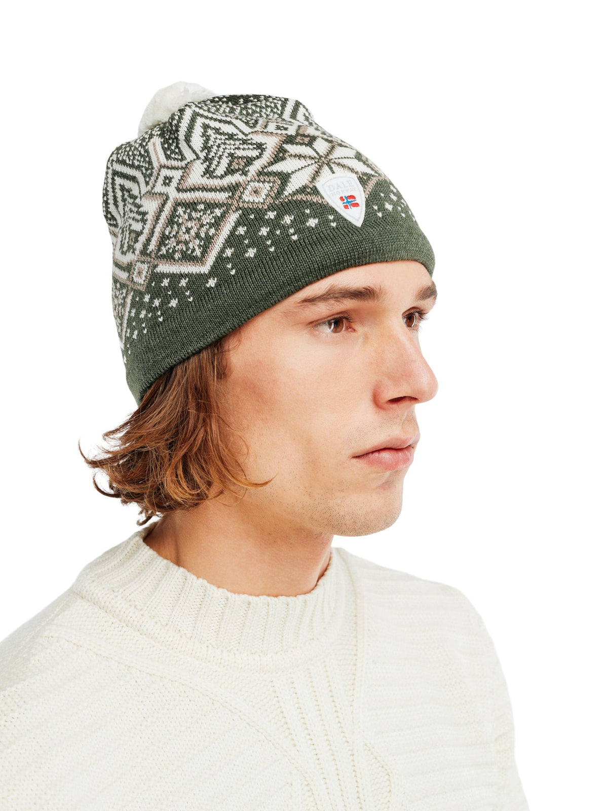 Dale Of Norway WINTERLAND Merino-Mütze Unisex – Dark Green - Offwhite - Sand – Studio