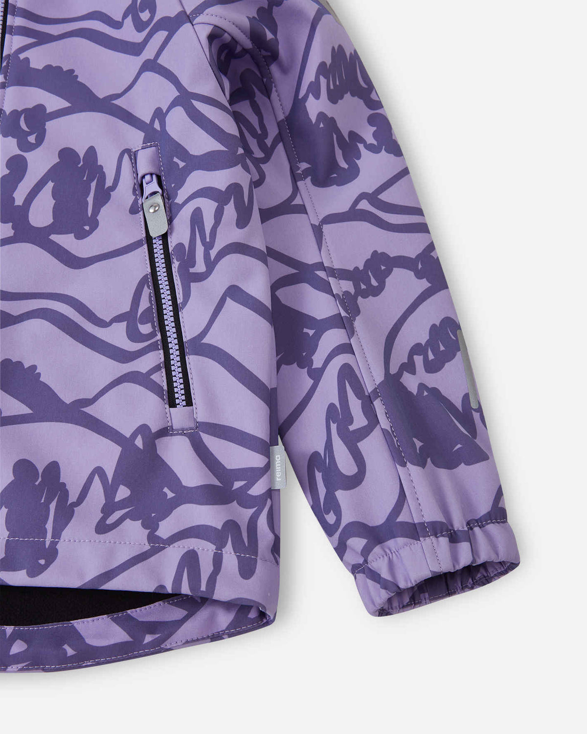 Reima Aitoo Softshelljacke Kinder in Blooming Lilac – Detailaufnahme
