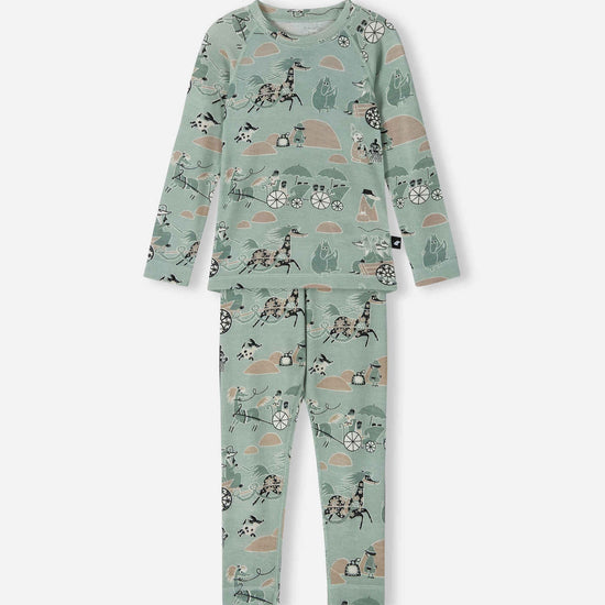 Reima Moomin Trivsam Funktionsunterwäsche Set Kleinkinder Airy Green – Packshot Vorderseite
