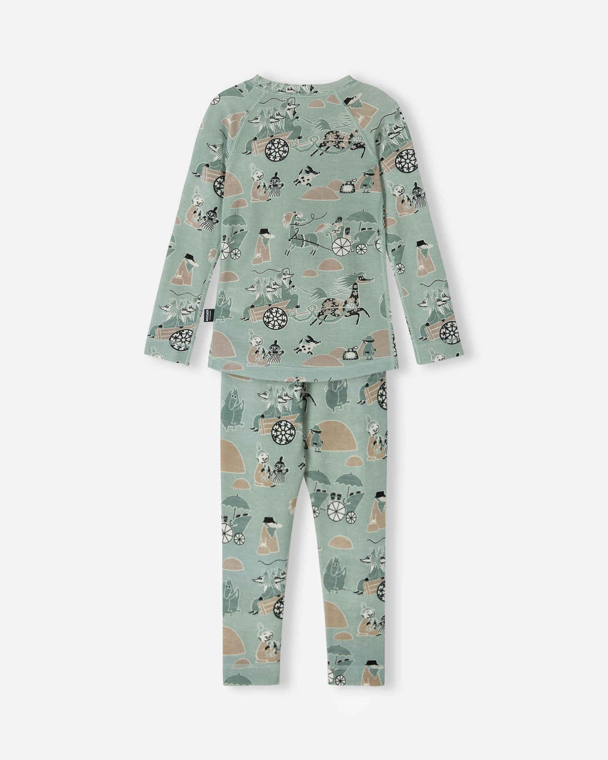 Reima Moomin Trivsam Funktionsunterwäsche Set Kleinkinder Airy Green – Packshot Rückseite