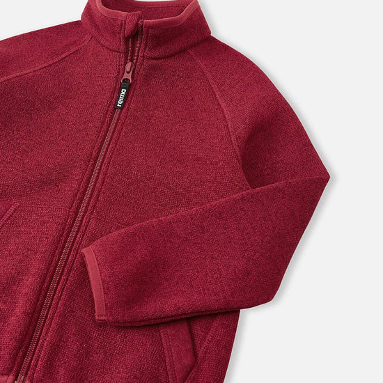 Reima Hopper Fleecejacke Kinder Cranberry Detailansicht Kragen und Ärmel