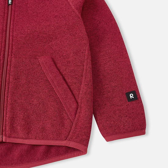 Reima Hopper Fleecejacke Kinder Cranberry Detailansicht Tasche und Ärmel