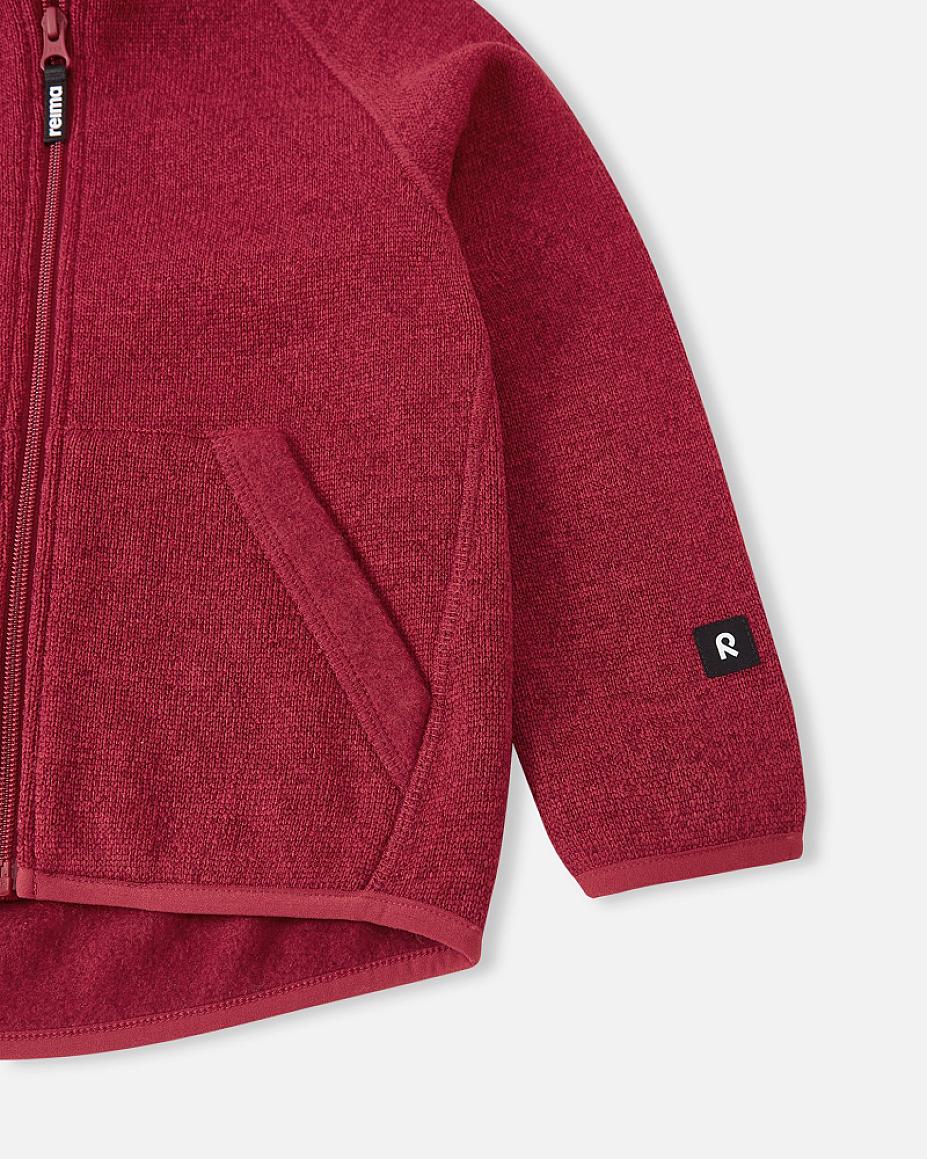 Reima Hopper Fleecejacke Kinder Cranberry Detailansicht Tasche und Ärmel