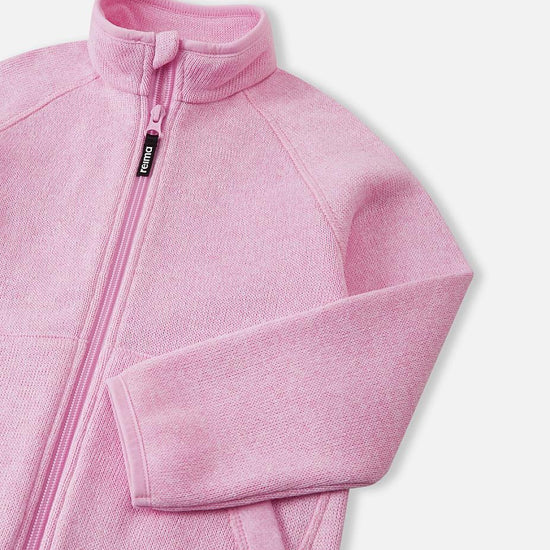 Reima Hopper Fleecejacke Kinder Light Heather Detailansicht Kragen und Ärmel