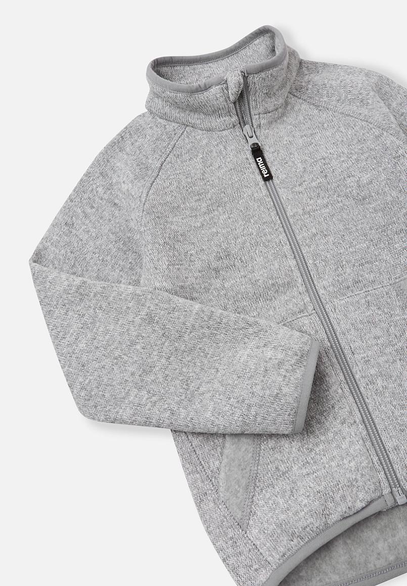 Reima Hopper Fleecejacke Kinder Melange grey Detailansicht Ärmel