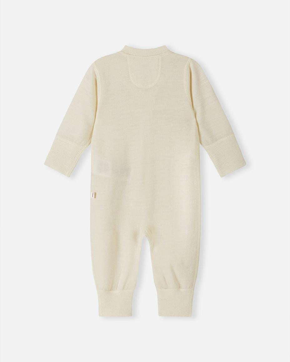 Reima Syliin Merino-Wolloverall Baby in Off white – Rückansicht