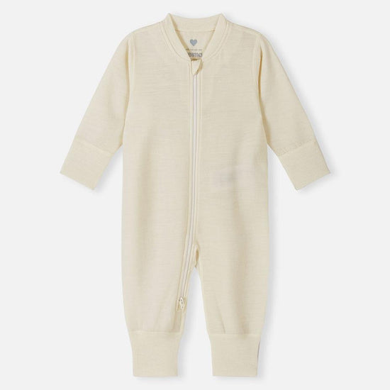 Reima Syliin Merino-Wolloverall Baby in Off white – Vorderansicht