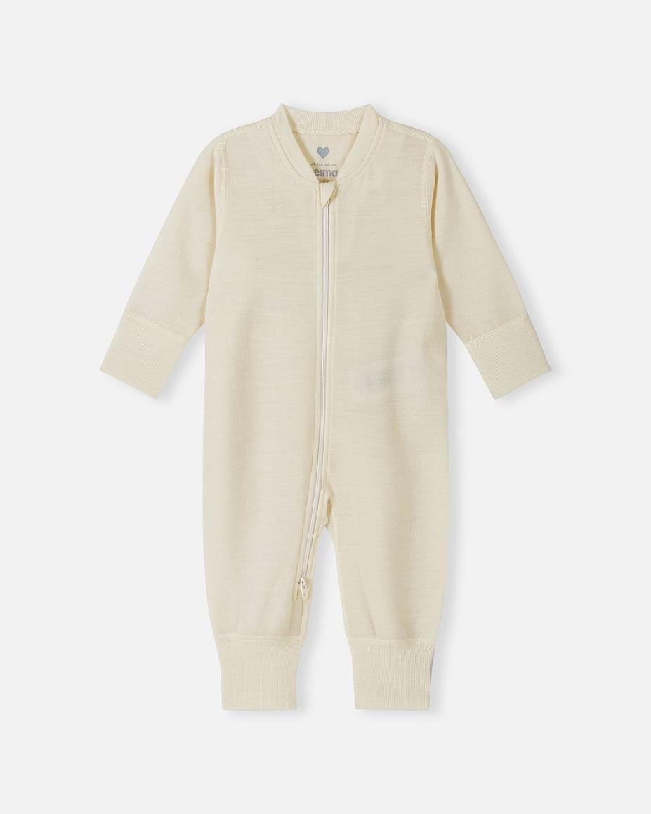 Reima Syliin Merino-Wolloverall Baby in Off white – Vorderansicht