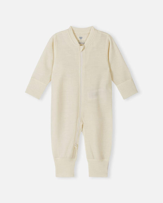Reima Syliin Merino-Wolloverall Baby in Off white – Vorderansicht