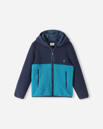 Reima Muhkea Teddyfleecejacke Kinder Navy – Packshot Vorderseite
