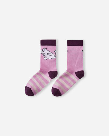 Reima Moomin Randig Wollsocken Kinder Grey Pink – Packshot 1