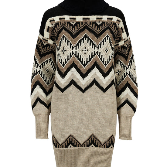 Dale Of Norway SKÅLA DRESS Sand Black Beige Offwhite S - PeakStyle