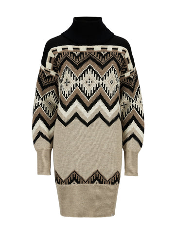 Dale Of Norway SKÅLA DRESS Sand Black Beige Offwhite S - PeakStyle