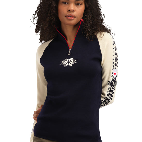 Dale Of Norway W GEILO FEM SWEATER Navy Offwhite Raspberry XL - PeakStyle