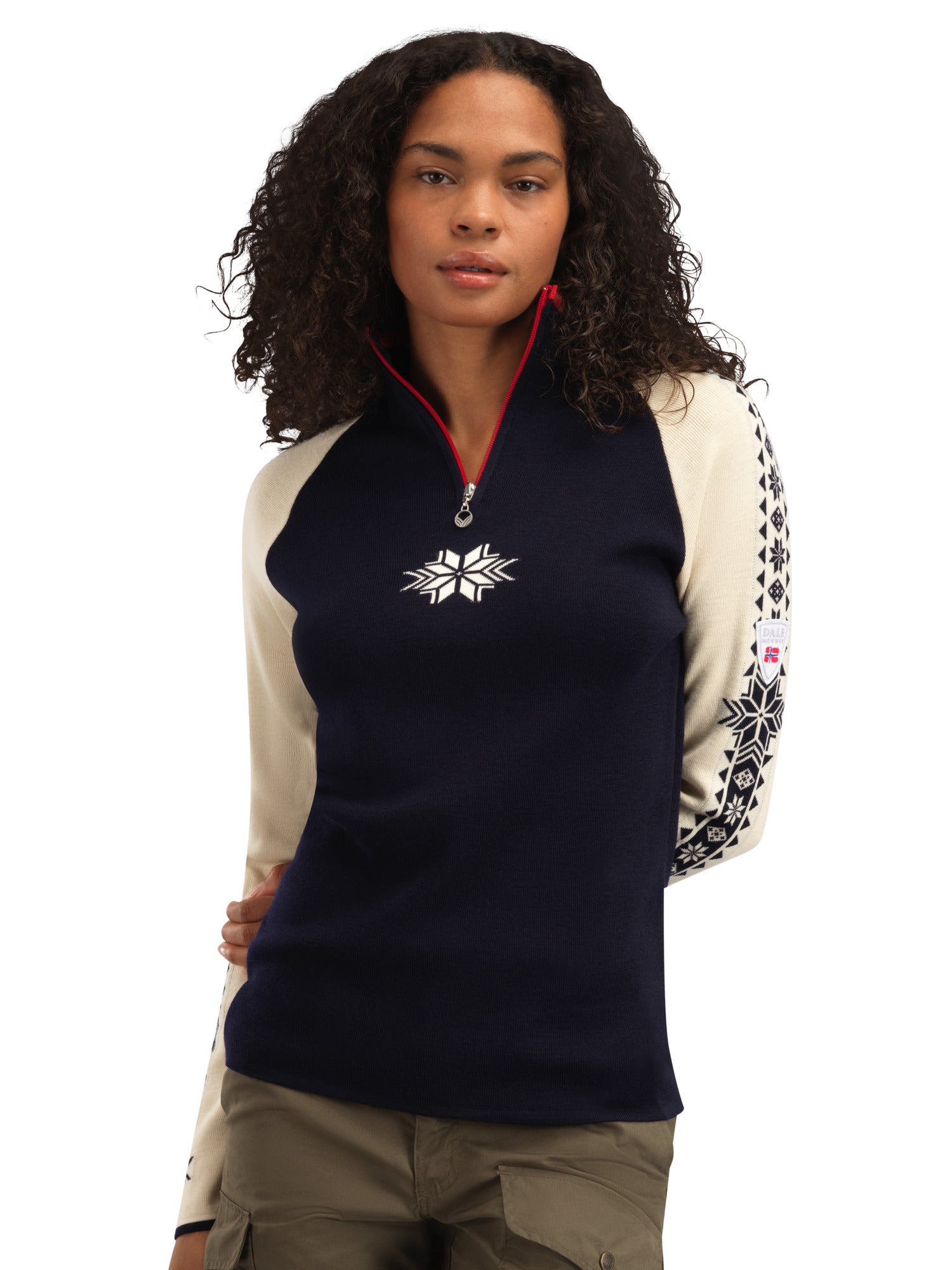 Dale Of Norway W GEILO FEM SWEATER Navy Offwhite Raspberry XL - PeakStyle