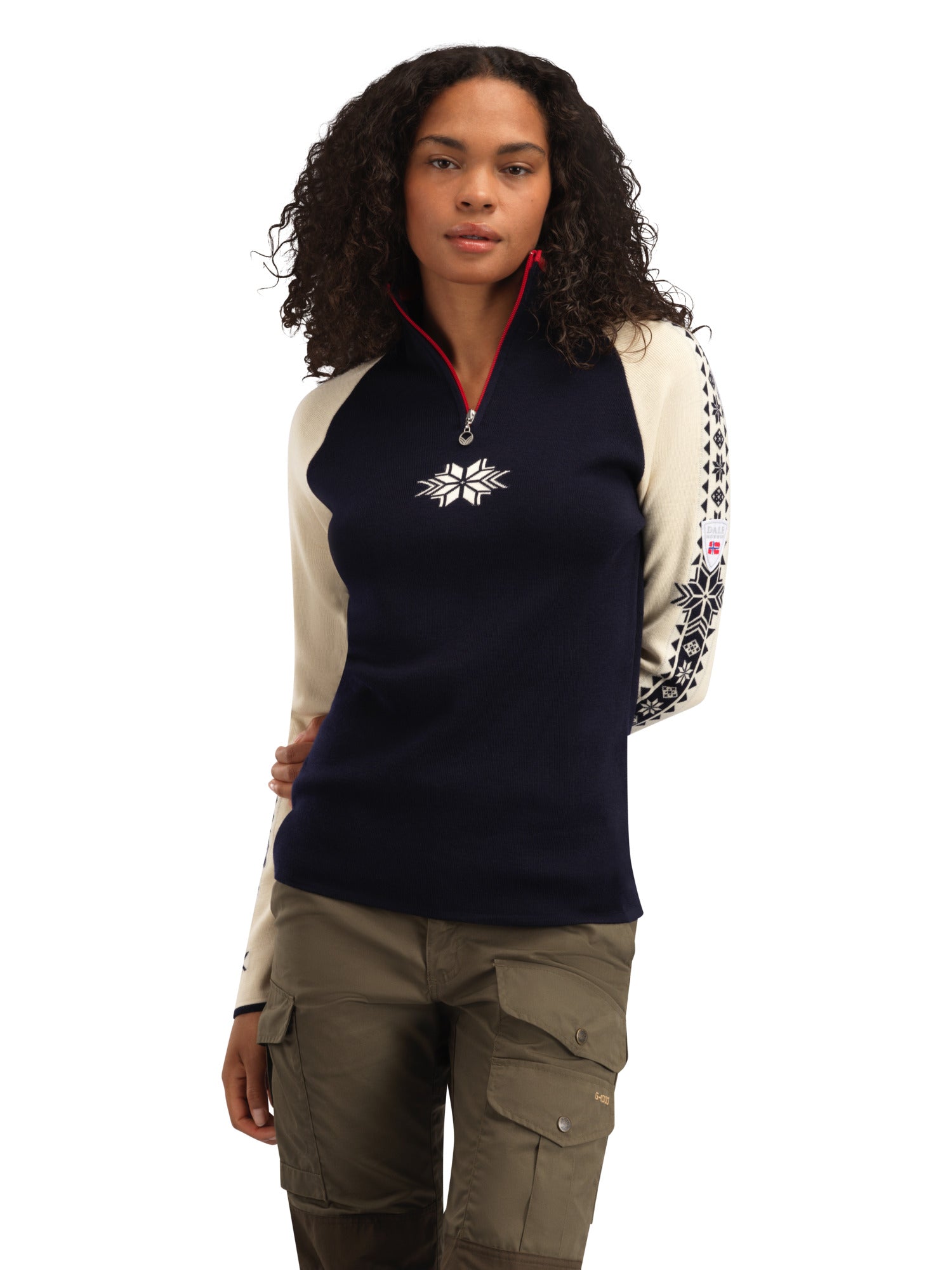Dale Of Norway W GEILO FEM SWEATER Navy Offwhite Raspberry XL - PeakStyle