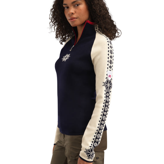 Dale Of Norway W GEILO FEM SWEATER Navy Offwhite Raspberry XL - PeakStyle