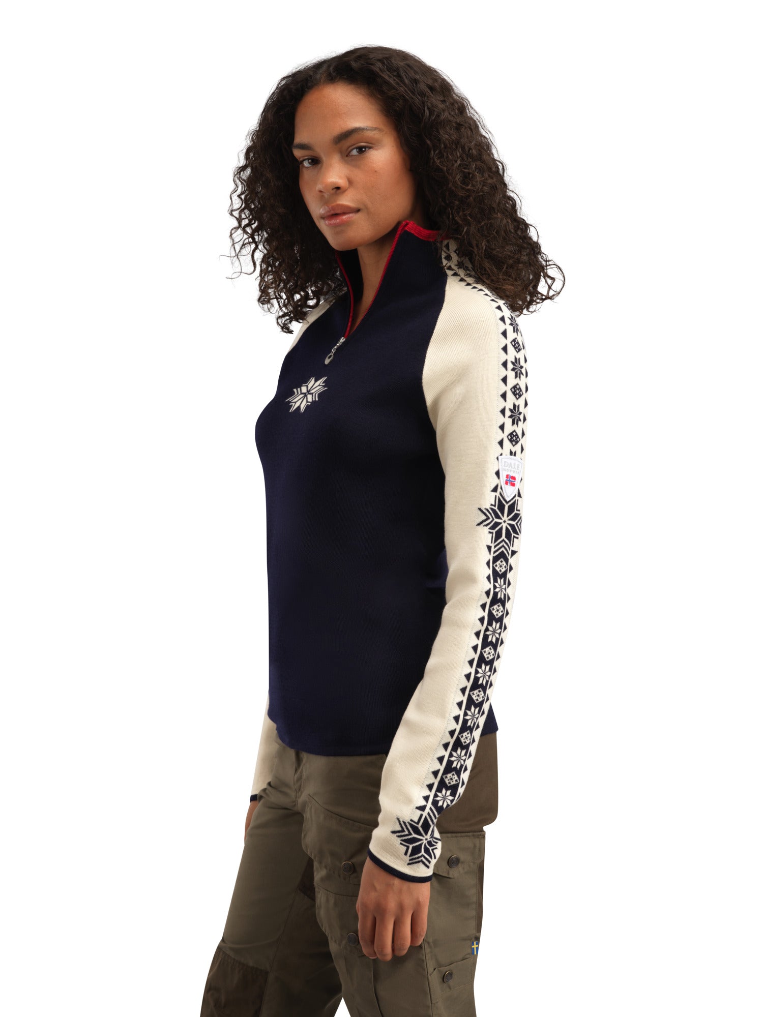 Dale Of Norway W GEILO FEM SWEATER Navy Offwhite Raspberry XL - PeakStyle