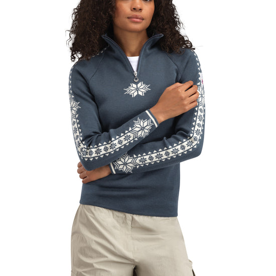 Dale Of Norway W GEILO FEM SWEATER Steel Offwhite XL - PeakStyle