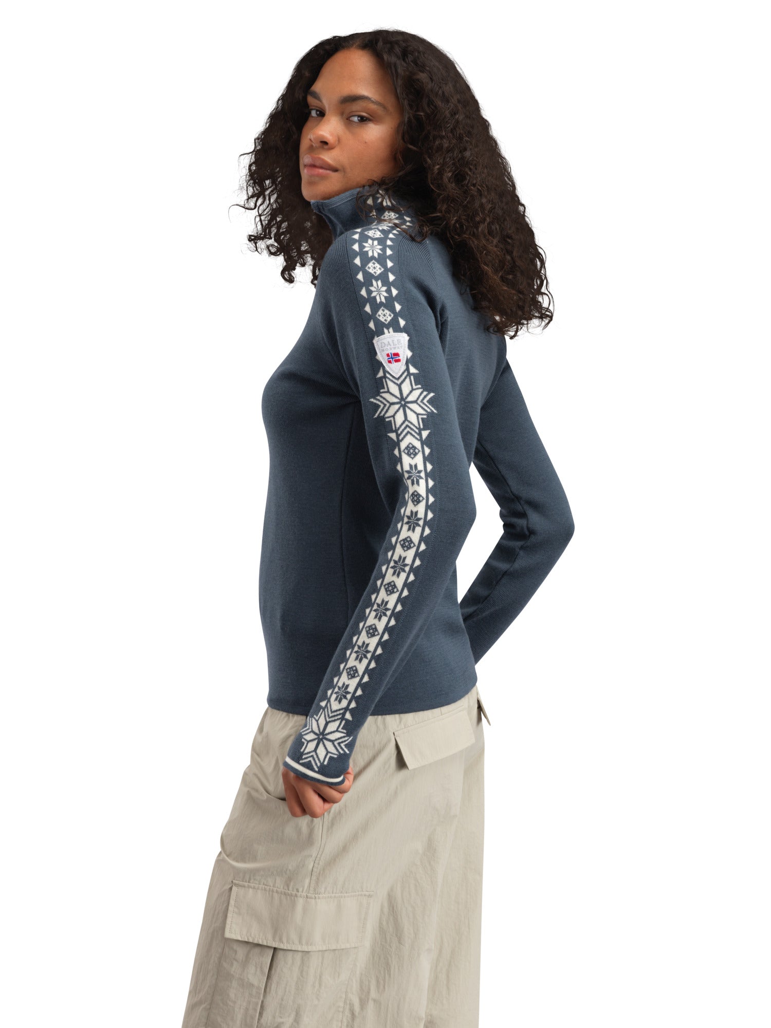 Dale Of Norway W GEILO FEM SWEATER Steel Offwhite XL - PeakStyle