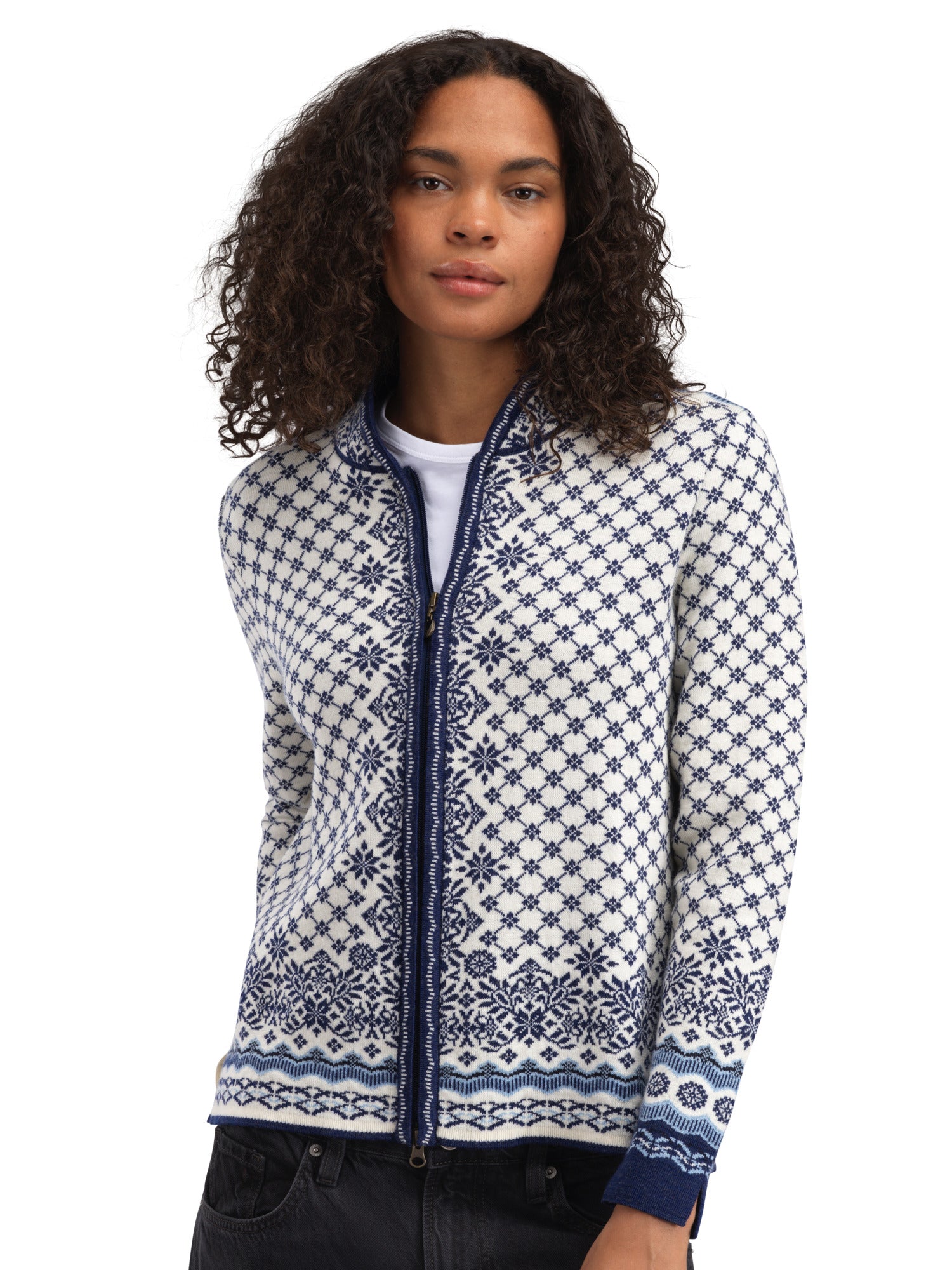Dale Of Norway W SOLFRID FEM JACKET Offwhite Electricstorm Navy XXL - PeakStyle