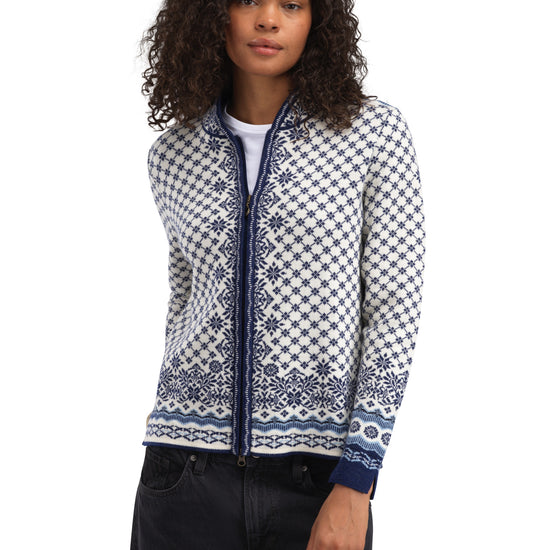 Dale Of Norway W SOLFRID FEM JACKET Offwhite Electricstorm Navy XXL - PeakStyle