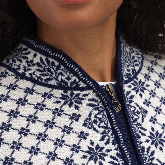 Dale Of Norway W SOLFRID FEM JACKET Offwhite Electricstorm Navy XXL - PeakStyle